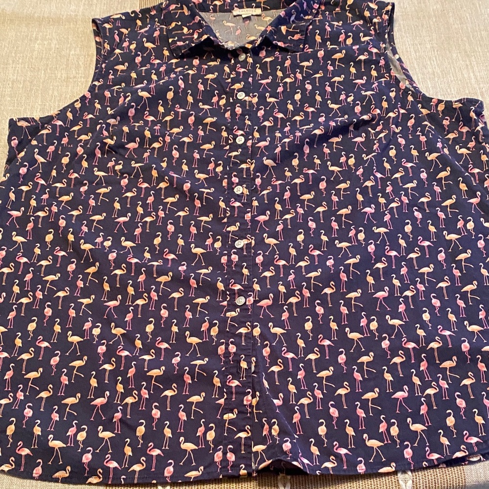 Women's Flamingo Print Button Down Shirt